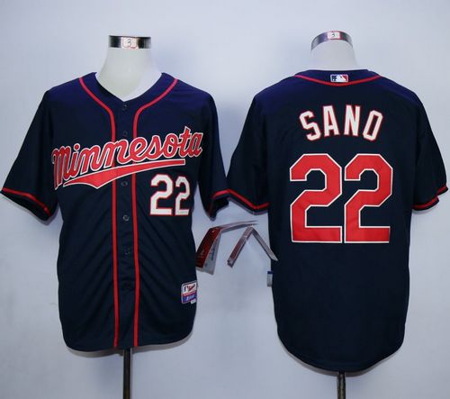Twins #22 Miguel Sano Navy Blue Cool Base Stitched MLB Jersey
